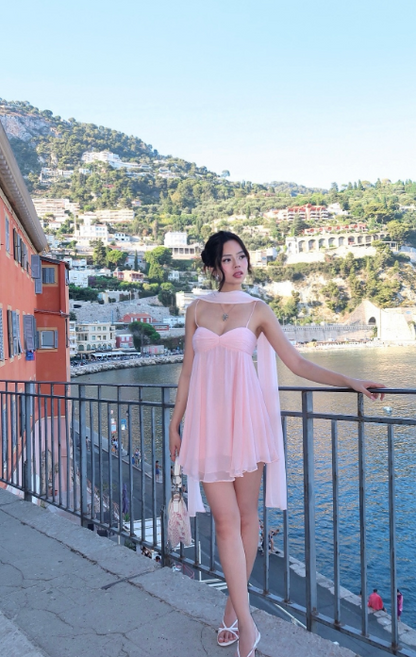 French Spaghetti Strap Sheath Short Prom Dresses Pink Birthday Dresses Pleated Homecoming Dresses ED04681