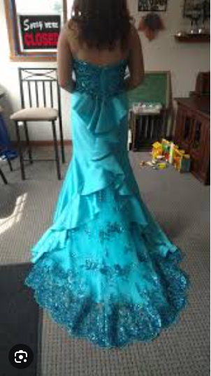 Elegant Strapless Mermaid Long Prom Dresses Satin Blue Evening Gowns ED04686