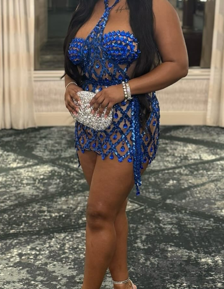 Sexy Halter Bodycon Short Prom Dresses Tulle Blue Rhinestone Birthday Dresses ED04730