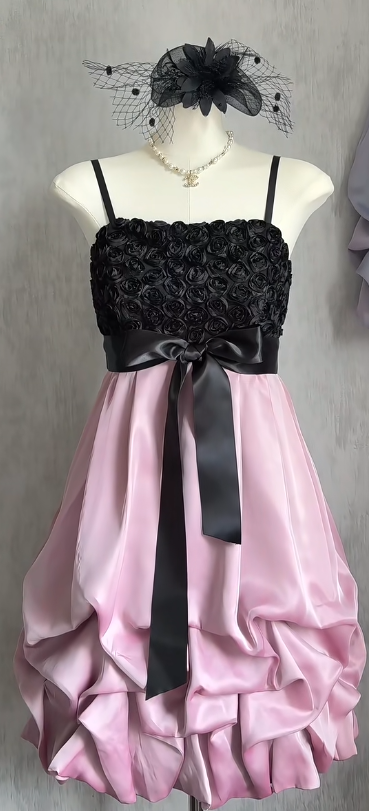Vintage Spaghetti Strap Sheath Short Prom Dresses Satin Pink Homecoming Dresses ED04733