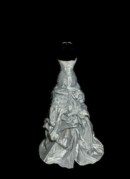 Classic Sweetheart Neck Sheath Long Prom Dresses Vintage Taffeta Silver Gray Evening Dress Sweet 16 Dress ED04757