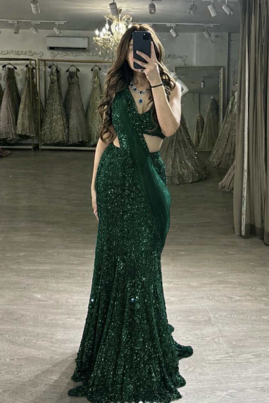 Elegant Two-Piece Mermaid Long Prom Dresses Sequin Red New Year's Eve Dresses ED04780