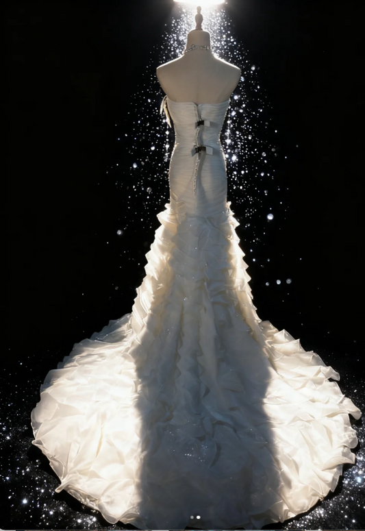 Elegant Sweetheart Neck Mermaid Long Wedding Dresses Chiffon Sleeveless Bridal Gowns White Bridal Dresses ED04807