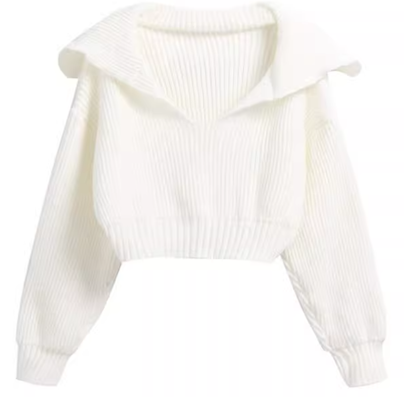 French lazy style cropped sweater ED0482