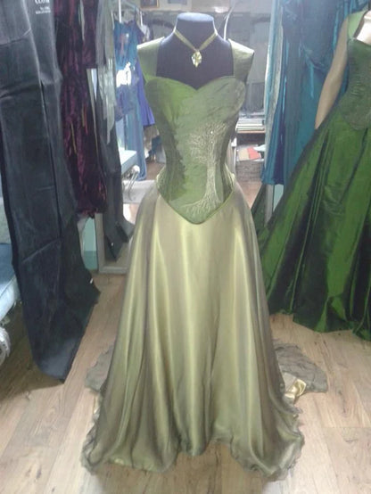 Elegant Strap Sheath Green Long Prom Dresses Satin Green Evening Dresses ED04852