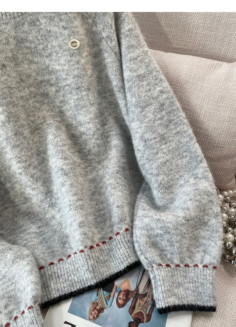 Korean lazy style round neck long sleeve sweater ED0487