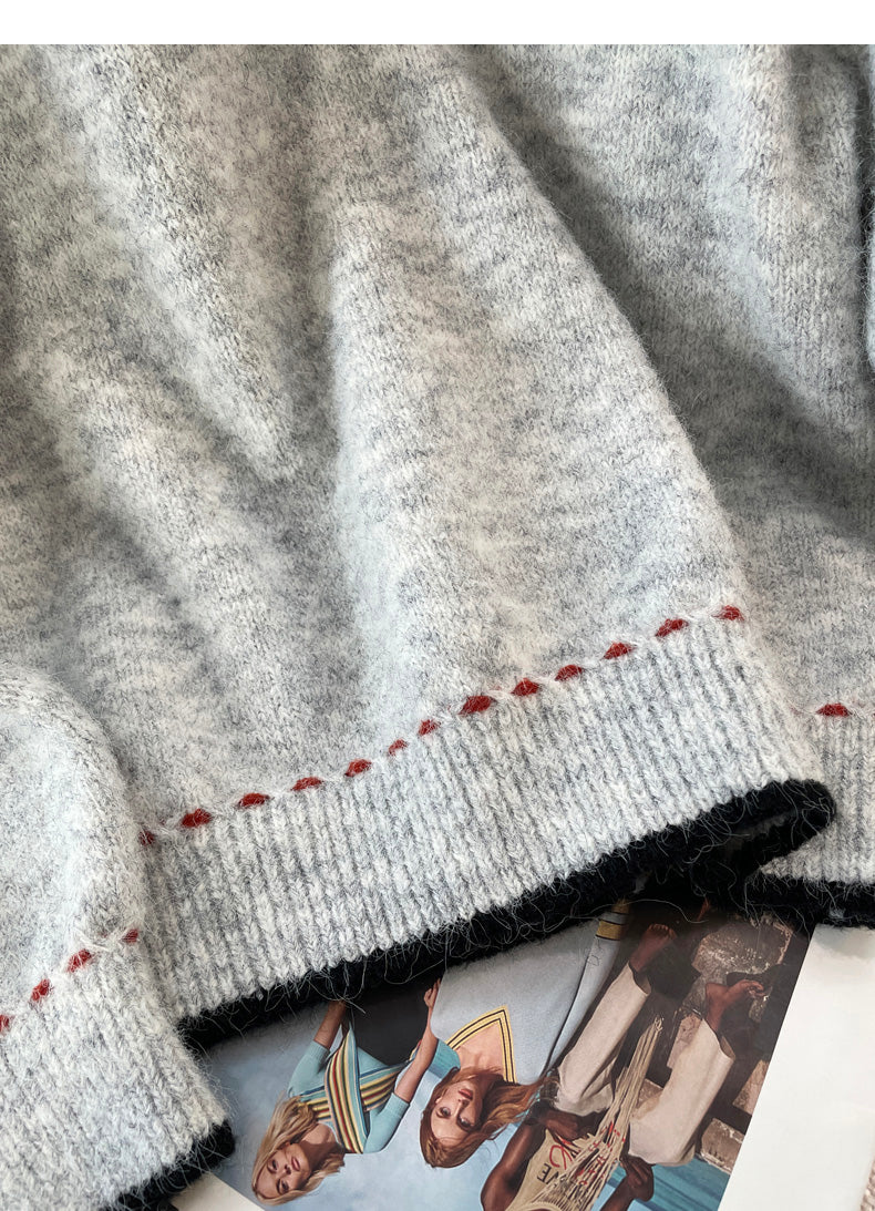 Korean lazy style round neck long sleeve sweater ED0487