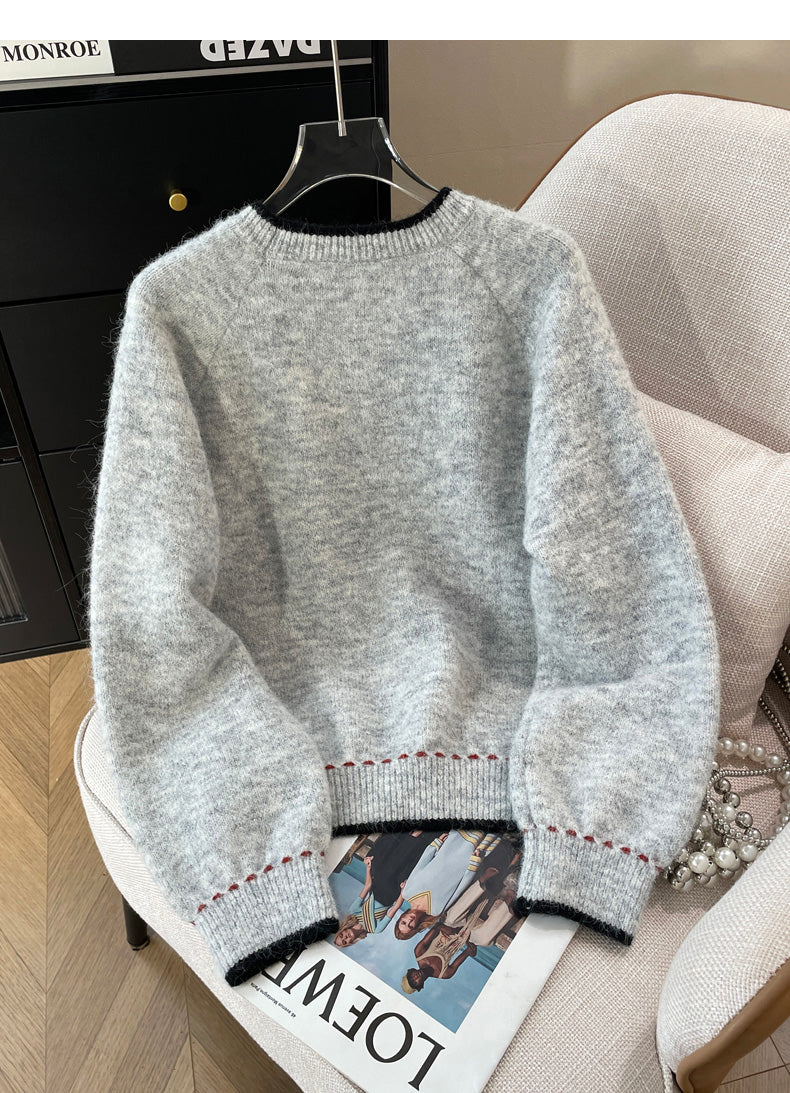 Korean lazy style round neck long sleeve sweater ED0487