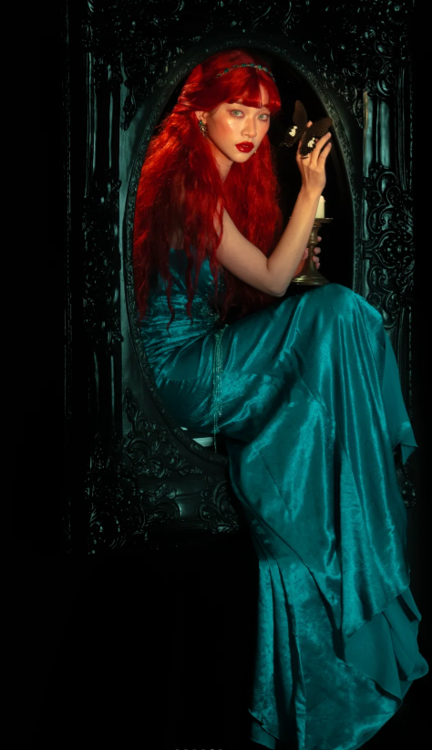 Fairy V-neck Sheath Turquoise Long Prom Dresses Beaded Satin Turquoise Evening Dresses ED04929