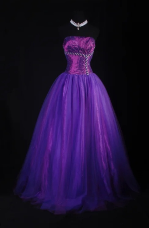 Cute Strapless Ball Gown Purple Long Prom Dresses Tulle Purple Evening Dresses ED04944