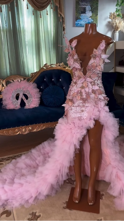 Sexy Sweetheart Sheath Pink Long Prom Dresses with Slit Beaded Tulle Pink Evening Dresses ED04951