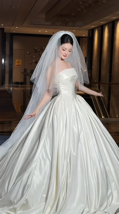 Simple Strapless Ball Gown Long Wedding Dresses Satin White Bridal Gowns Sleeveless Bridal Dresses ED04968