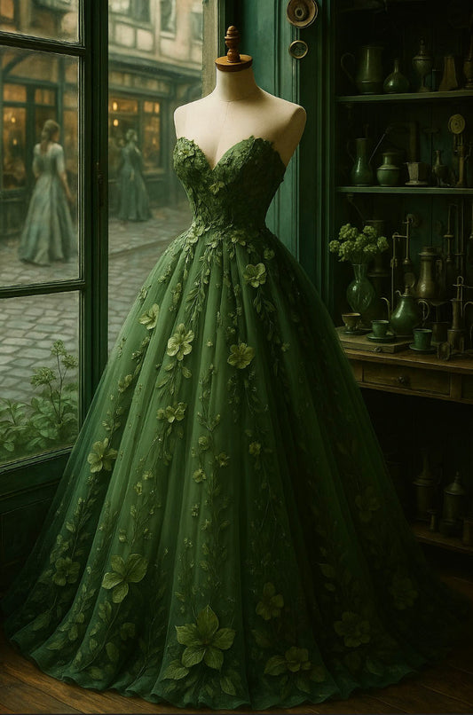 Gorgeous Sweetheart A-Line Long Prom Dress Tulle Green 16 Dresses ED04997