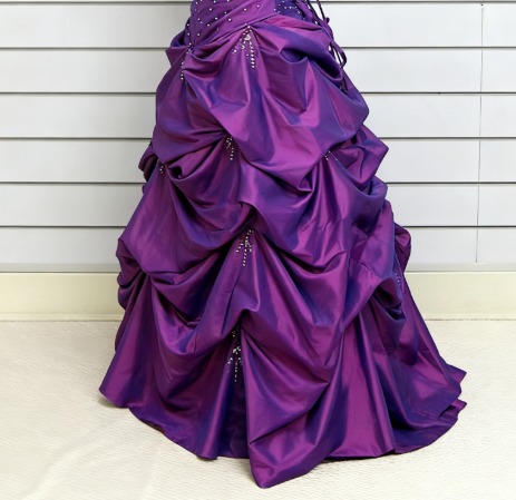 Vintage Halter Neck Ball Gown Taffeta Purple Long Prom Dress ED05002