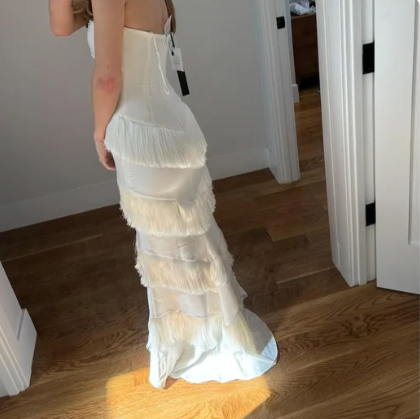 Robes d'anniversaire élégantes bleu dégradé, col en V, paillettes, mousseline, fourreau, robes de bal, robes de soirée ED04456