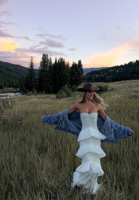 Fashion Strapless Sheath Long Prom Dresses Chiffon Tassel White Birthday Dresses ED05005