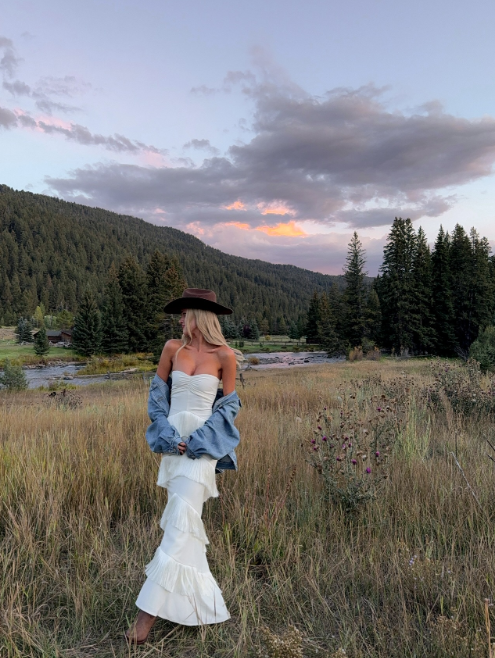 Fashion Strapless Sheath Long Prom Dresses Chiffon Tassel White Birthday Dresses ED05005