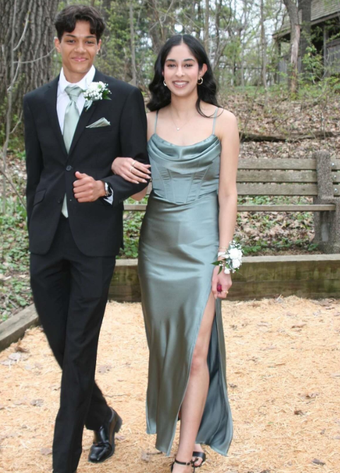 Elegant Spaghetti Strap Sheath Green Long Prom Dresses Satin Green Formal Dresses with Slits ED05040