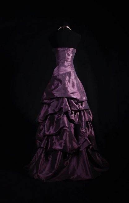 Gorgeous Sweetheart Neck A-Line Purple Long Prom Dresses Taffeta Sleeveless Purple Quinceanera Dresses Sweet 16 Dress ED05056