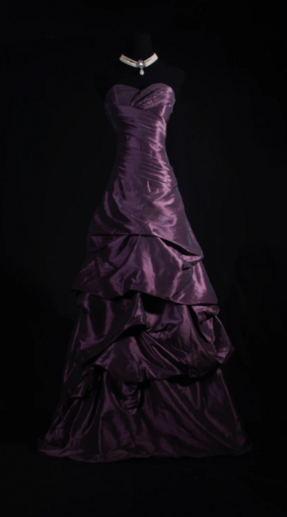 Gorgeous Sweetheart Neck A-Line Purple Long Prom Dresses Taffeta Sleeveless Purple Quinceanera Dresses Sweet 16 Dress ED05056