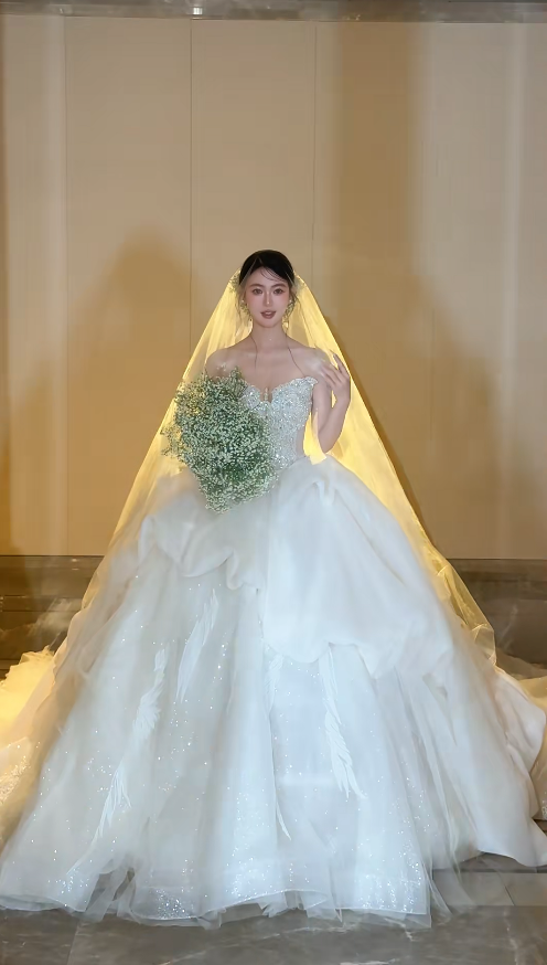 Princess Sweetheart Neck Ball Gown Tulle Long Wedding Dresses Applique White Bridal Gowns Sleeveless Bridal Dresses ED05069