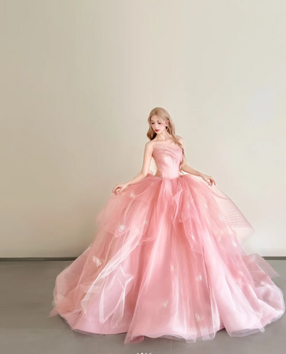 Robes d'anniversaire élégantes bleu dégradé, col en V, paillettes, mousseline, fourreau, robes de bal, robes de soirée ED04456