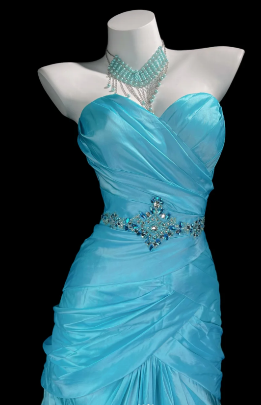 Fairy Sweetheart neck  Sheath Blue  Long Prom Dresses Satin Blue Formal Dresses ED05120