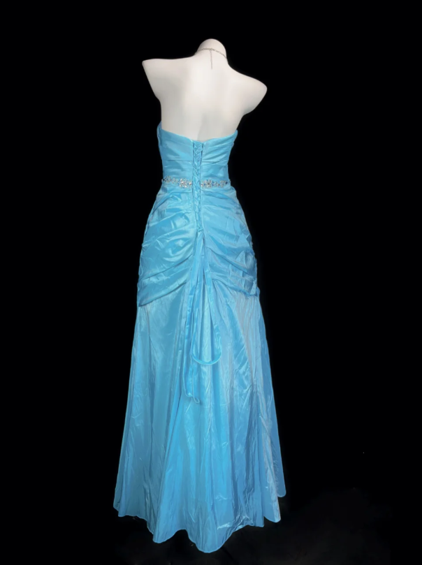 Fairy Sweetheart neck  Sheath Blue  Long Prom Dresses Satin Blue Formal Dresses ED05120