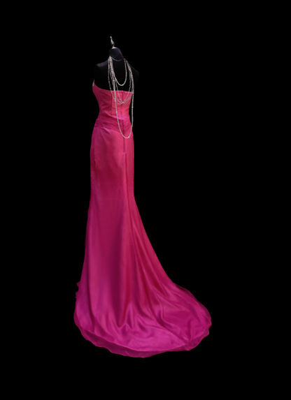 Vintage Sweetheart-neck Mermaid Pink Long Prom Dresses Chiffon Pink Evening Dresses ED05126
