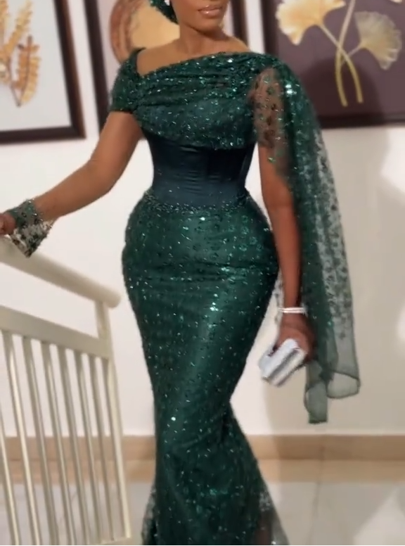 Robes d'anniversaire élégantes bleu dégradé, col en V, paillettes, mousseline, fourreau, robes de bal, robes de soirée ED04456