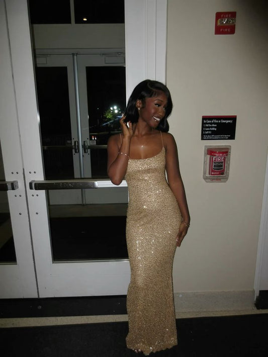 Robes d'anniversaire élégantes bleu dégradé, col en V, paillettes, mousseline, fourreau, robes de bal, robes de soirée ED04456