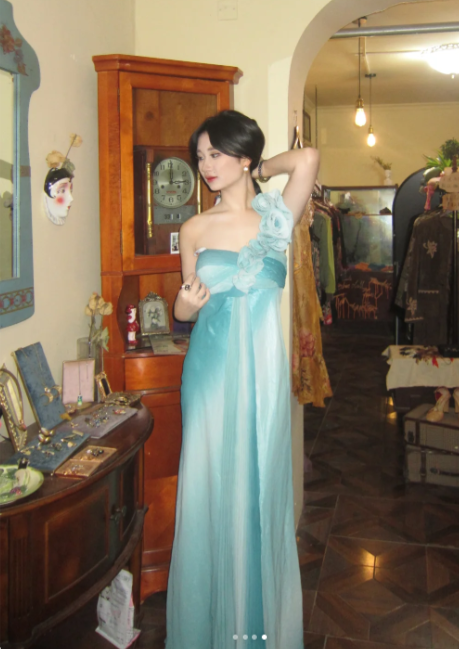 Glam One-shoulder Sheath Long Prom Dresses Chiffon Pleated Sleeveless Wedding Guest Dresses ED05177