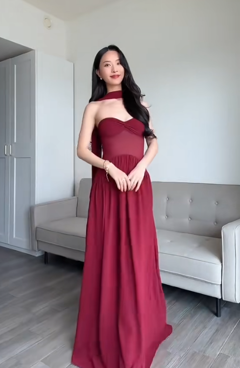 Sexy Sweetheart Neck Sheath Long Prom Dresses Chiffon Burgundy Wedding Guest Dresses ED05181