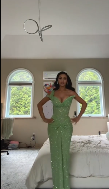 Elegant One-shoulder Sheath Tiffany Blue Long Prom Dresses, Glitter Tiffany Blue Evening Gowns ED05194