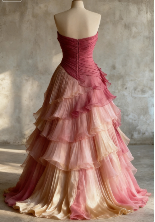 Glam Sweetheart A-Line Pink Long Prom Dresses Chiffon Pleated Pink Qucneanera Dresses Sweet 16 Dresses ED05200