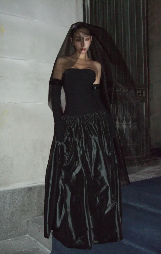 Elegant Strapless Sheath Black Long Prom Dresses Satin Black Formal Dresses  ED05212