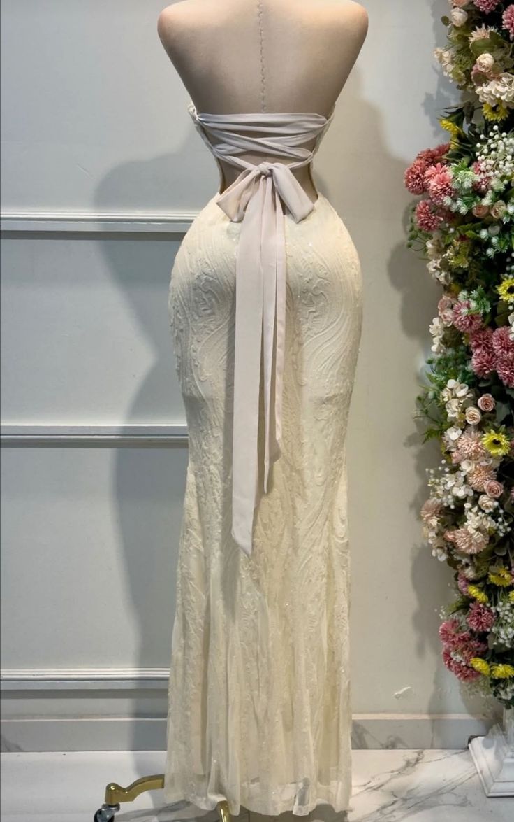 apricot prom dresses Sparkly Apricot Polka Dots Tiered Beaded Long Corset Prom Dress with Bows