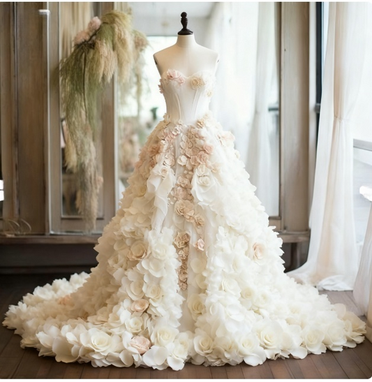 Elegant Ball Gown Sweetheart Long Wedding Dresses, Tulle Appliques White Bridal Gowns, Sleeveless Bridal Dresses ED05300