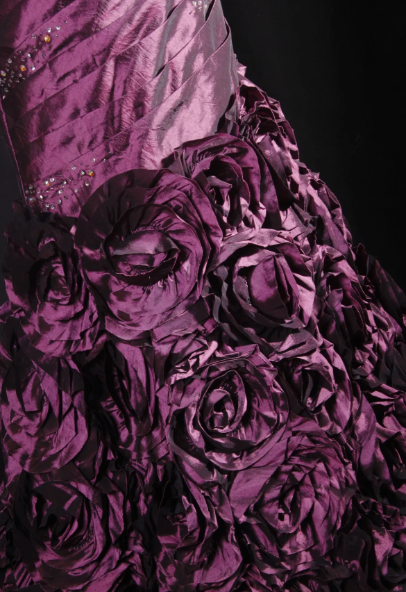 Fairy Mermaid Grape Long Prom Dresses Strapless Satin Beaded Grape Birthday Dresses Sleeveless Formal Dresses ED05319