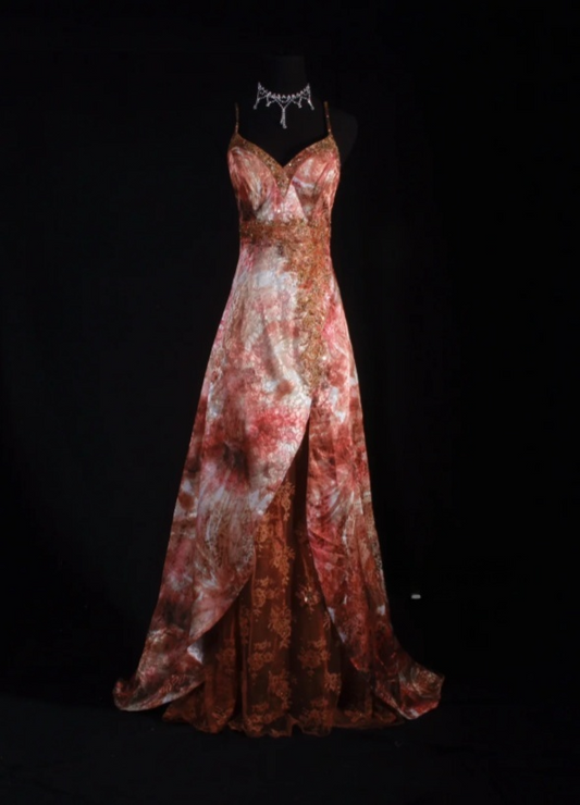 Elegant A-Line Long Prom Dresses, Spaghetti Straps Formal Dresses, Beaded Slit Evening Dresses ED05340