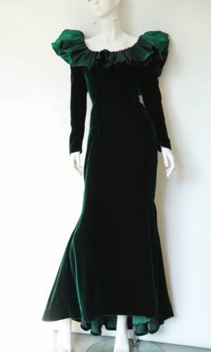 Elegant Jewel Mermaid Long Prom Dresses Velvet Dark Green Evening Dresses ED05364