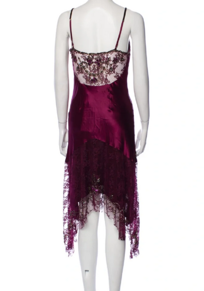 Elegant Sheath Long Prom Dresses Satin Beaded Grape Evening Dresses Sleeveless Formal Dresses ED05366