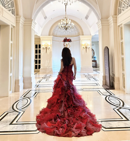 Gorgeous Mermaid Long Prom Dress, Strapless Burgundy Birthday Dress, Satin Tulle Sweet 16 Dress ED05387