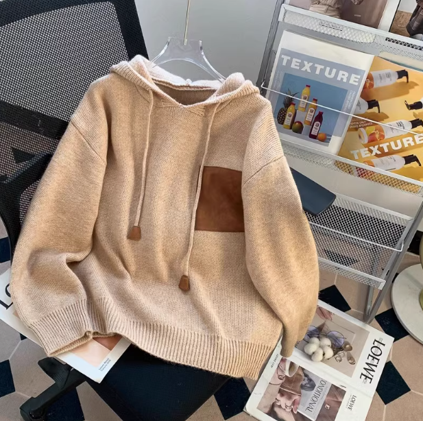 Lazy retro loose hooded sweater ED0539