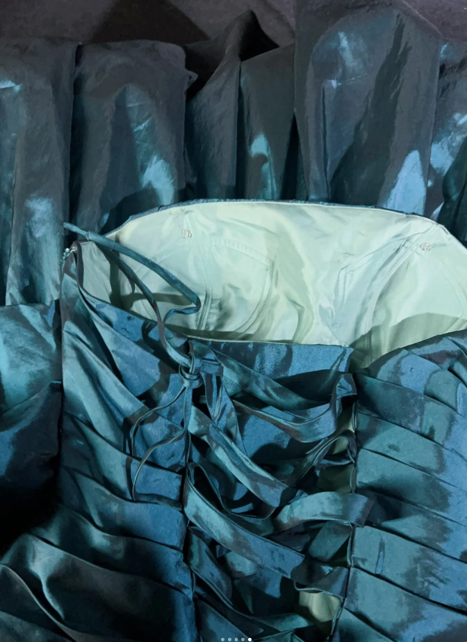 Fairy A-Line Teal Long Prom Dress, Spaghetti Straps Satin Beaded Formal  Dresses Teal Evening Dresses  ED05408