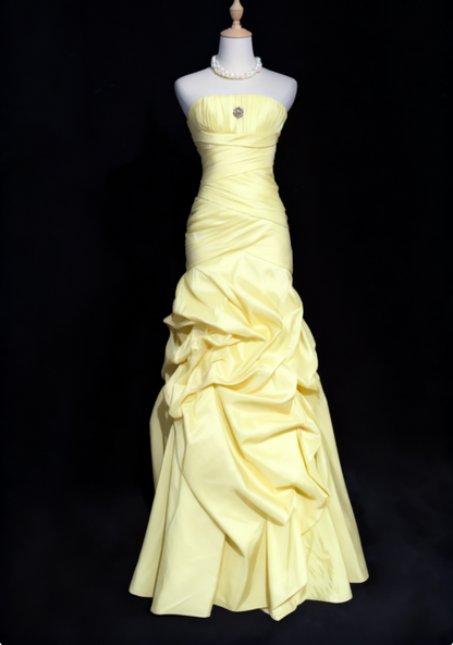 Fairy Hot Pink Long Birthday Dresses Sheath Prom Dress, Strapless Satin Sleeveless Evening Dresses ED05411