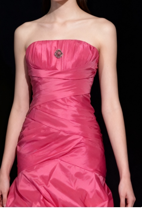 Fairy Hot Pink Long Birthday Dresses Sheath Prom Dress, Strapless Satin Sleeveless Evening Dresses ED05411