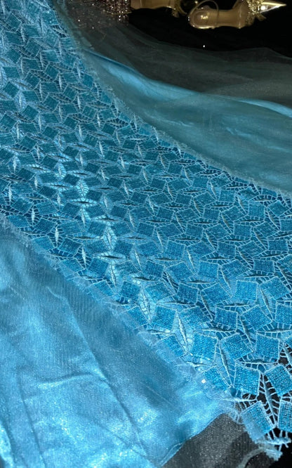 Elegant Mermaid Blue Evening Dresses Sweetheart Tulle Long Prom Dresses Sleeveless Blue Party Dresses ED05423