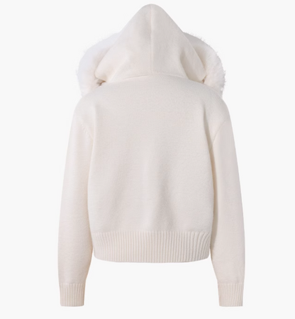 2025 New Style Fashion Hooded Fur Collar Zipper Loose Sweater ED0544