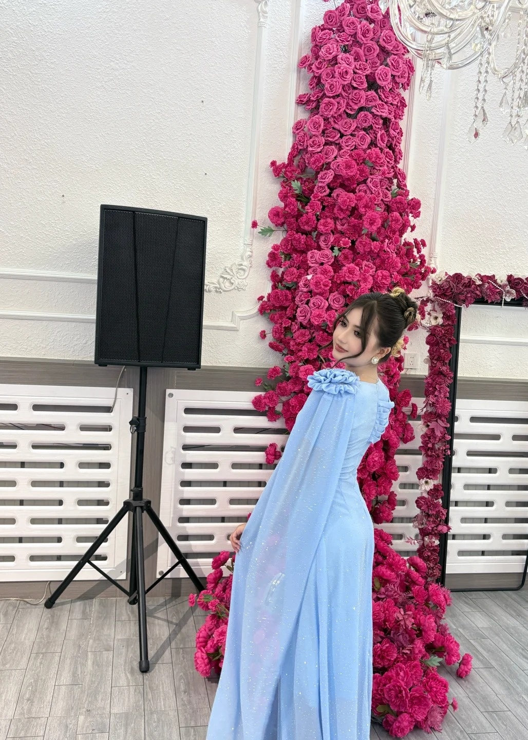 Elegant Sheath Blue Bridesmaid Dresses Chiffon Jewel Evening Dresses ED05478